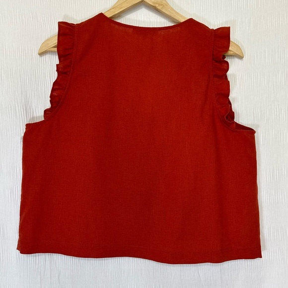 Madewell Red Boxy Ruffled Tank Top - Picture 3 of 9